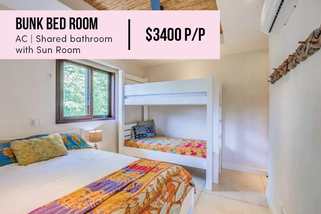 Bunk Bed Room, Casa Nautilo Playa Guiones Nosara Costa Rica Women Surf Retreats